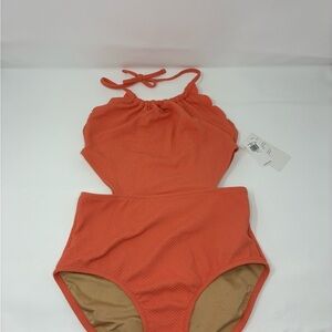 Old Navy Orange One Piece Swimsuit with Cutout Details